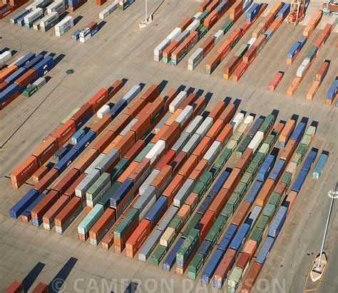 Aerialstock Aerial Photograph Of International Shipping Containers In