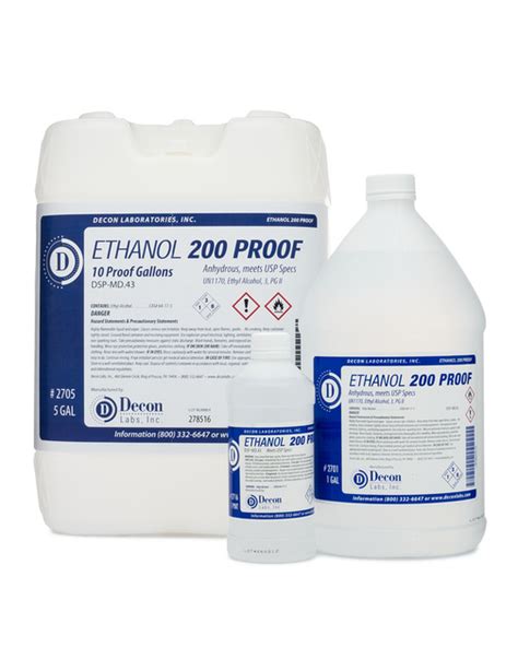 Decon 200 Proof Pure Ethanol Alcohol 100 Pure Ethanol Deconlabs