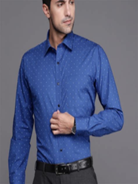 Buy Raymond Men Blue Slim Fit Printed Formal Shirt Shirts For Men