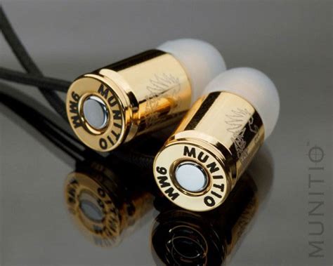 Munitio Teknines Gold Plated Bullet Shaped Nine Millimeter Earphones