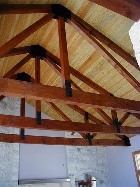 Hi i need some advice on how to add false ceiling to a vaulted exposed truss ceiling.the roof is made of metal sheet. Wood Floors, Ceiling, and Paneling | Exposed trusses ...