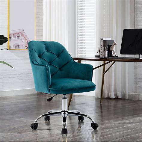 Velvet Swivel Shell Chair For Living Roombed Room Mid Back Modern