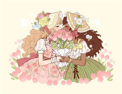 Цветет любовь Art барышня Celesse Artist Lesbians Art