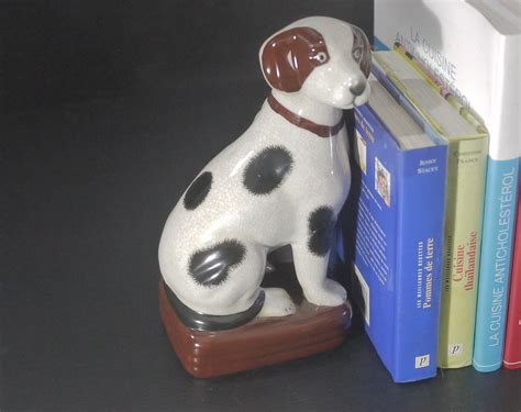 Antique Glazed Ceramic Dog Bookends