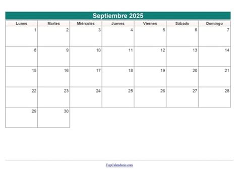 Calendario Septiembre 2025 Para Imprimir Topcalendario