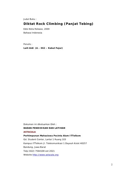DIKTAT PANJAT TEBING (ROCK CLIMBING) ASTACALA - Bagian 7 Teknik Lanjut