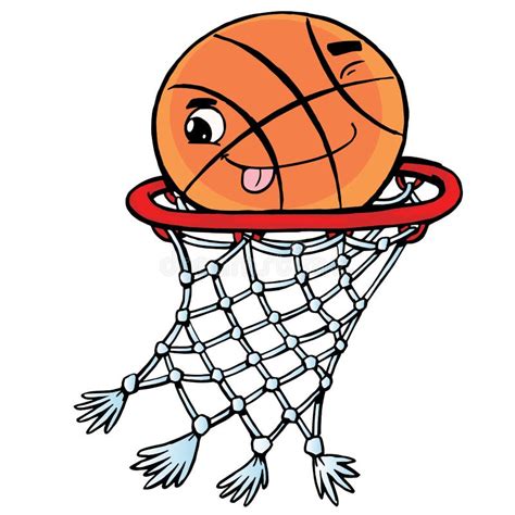 Funny Basketball Hits The Basketball Hoop Stock Vector Illustration