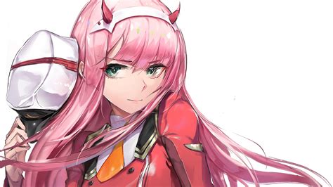 Darling In The Franxx Pink Hair Zero Two With White Background 4k Hd