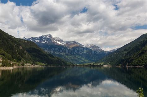 Lago Di Poschiavo Lake In Switzerland Alps Stock Photo