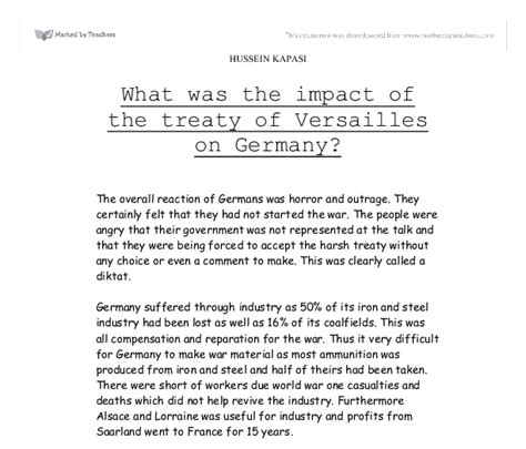 What Was The Impact Of The Treaty Of Versailles On Germany Gcse