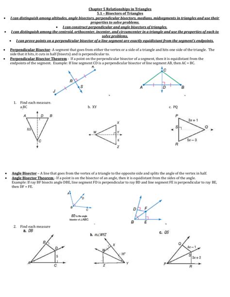 The notes cover identifying parts of a right triangle, proving a right triangle given three sides, finding a missing side to a right triangle, and word problems. Unit 5 relationships in triangles gina wilson answer key - IAMMRFOSTER.COM