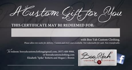 Check spelling or type a new query. Gift Certificates - Boo Yah Custom Clothing