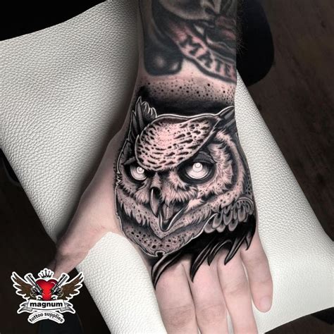 Owl Hand Tattoo Hand Tattoos Badass Tattoos Dot Work Tattoo