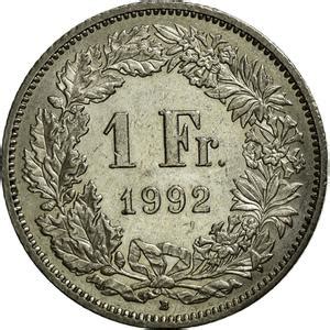 One Franc 1992, Coin from Switzerland  Online Coin Club