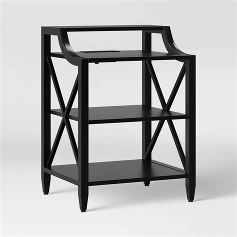 With slender geometric profiles and polished finishes, our handcrafted duke collection charms its way into any room. Fairmont Metal Nightstand with Charging Black - Threshold ...