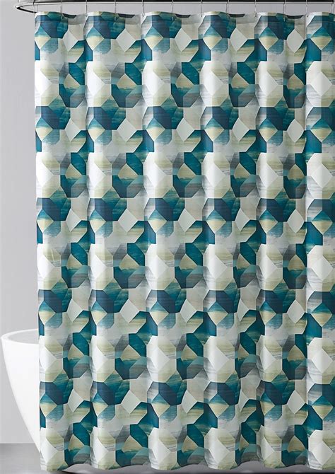 Modern Geometric Blue Green Shower Curtain For Bathroom