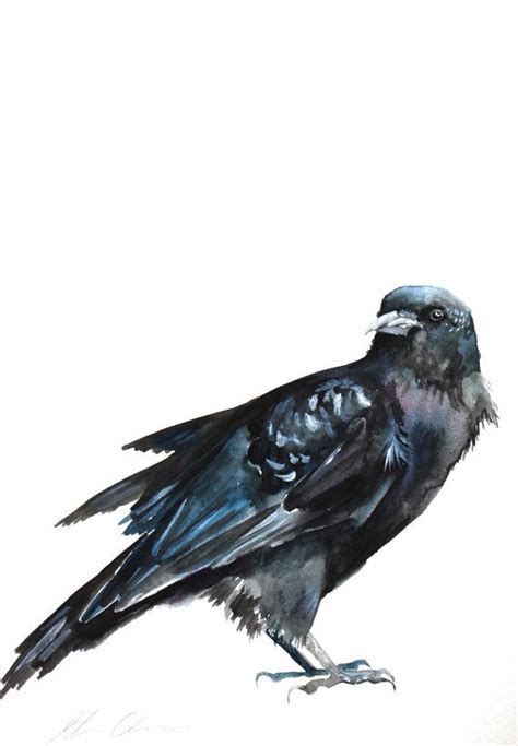 Watercolor Painting Original Panting Crow Bird Painting Etsy Crow