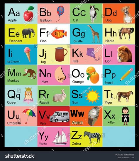 English Alphabets Chart Kids Immagine Vettoriale Stock Royalty Free