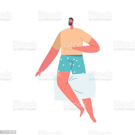 Tired Man Sleeping Pose On Back With Pillow Between Legs And Hand On Stomach Peaceful Male