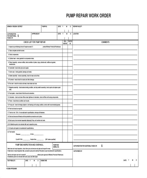 11 Work Order Forms Free Samples Examples Format