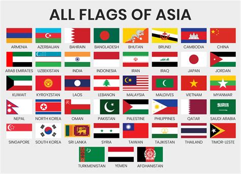 Set Of Flags Of Asian Countries Vector Art At Vecteezy