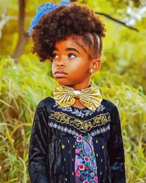 Curly Hairstyle Little Black Girl Paint By Numbers Painting By Numbers