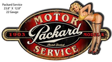 Packard Motor Pin Up Girl Cut Out Garage Art Metal Sign 128x238