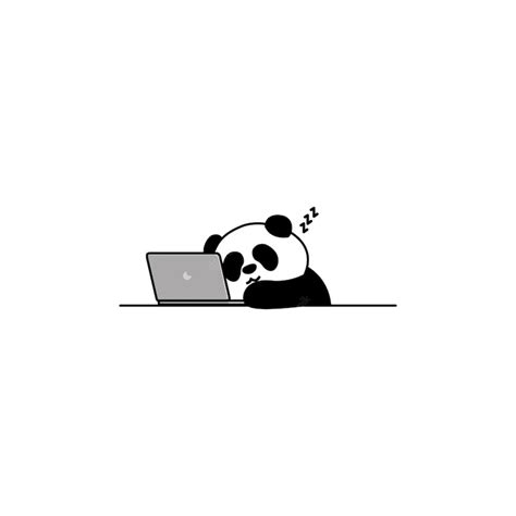 Premium Vector Lazy Panda Sleeping On Laptop Cartoon Vector Illustration