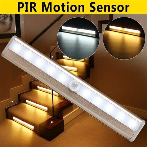 us pir motion sensor led strip light battery wireless stairs cabinet closet lamp home and garden