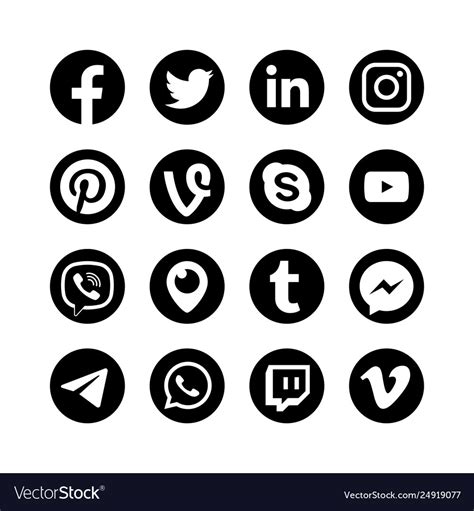 Social Media Icons Popular Messenger Web Social Vector Image