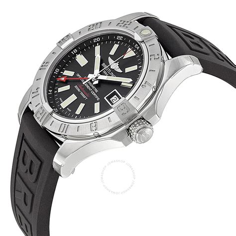 Breitling Avenger Ii Gmt Black Dial Black Rubber Automatic Mens Watch