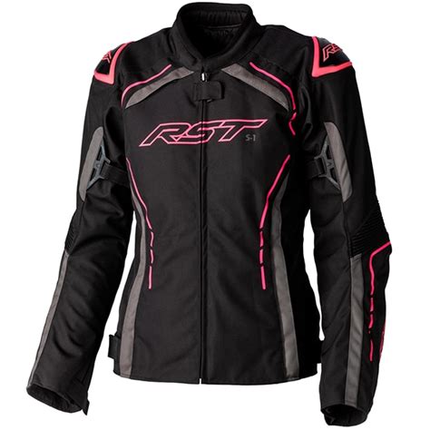 Rst Ladies S 1 Ce Textile Jacket Black Neon Pink Free Uk Delivery