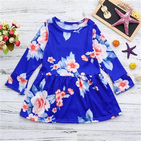 Toddler Kids Baby Girls Clothes Floral Long Sleeve Pageant Party