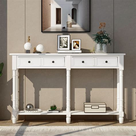58 Narrow Entryway Console Sofa Couch Table With Drawerandshelf Modern