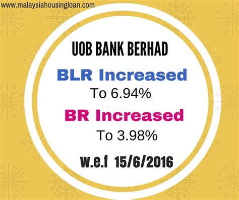 Base rate (br) is in accordance to the new reference rate framework introduced by bank negara malaysia and it replaces the base lending rate (blr) as the pricing for retail loans effective 2nd january 2015. UOB INCREASED BASE RATE & BASE LENDING RATE - Malaysia ...