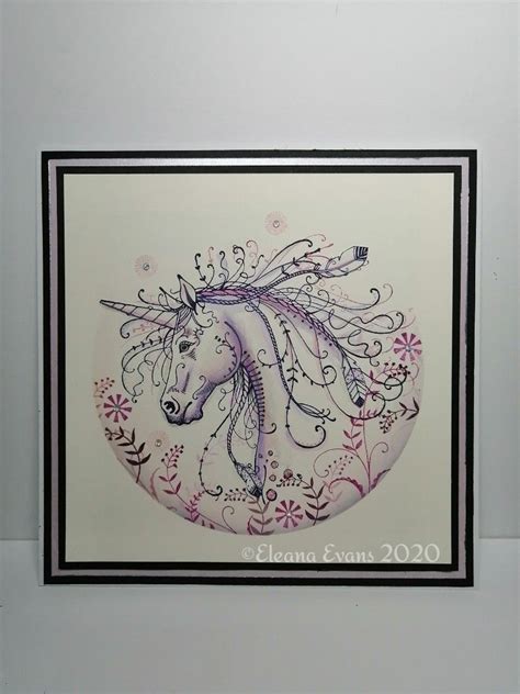 Stamped The Unicorn In Versafine Clair Rest Of The Stamping Done With