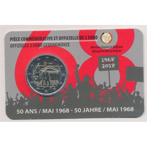 Coincard 2 Euro Belgique 2018 50 Ans Mai 1968 Version Française