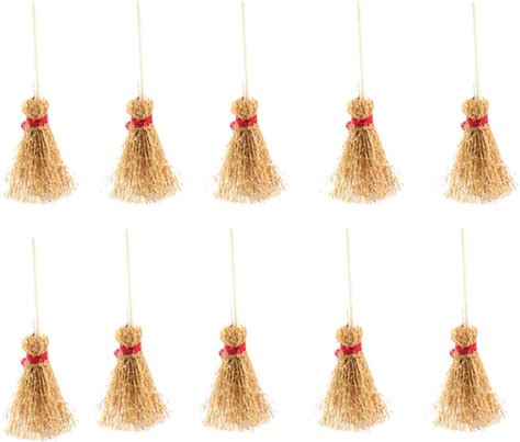 Supvox Straw Craft Decoration Miniature Artificial Mini Brooms With Red