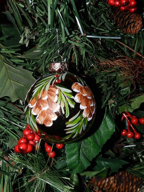 Items Similar To Glass Pinecone Hand Painted Christmas Ornament On Etsy