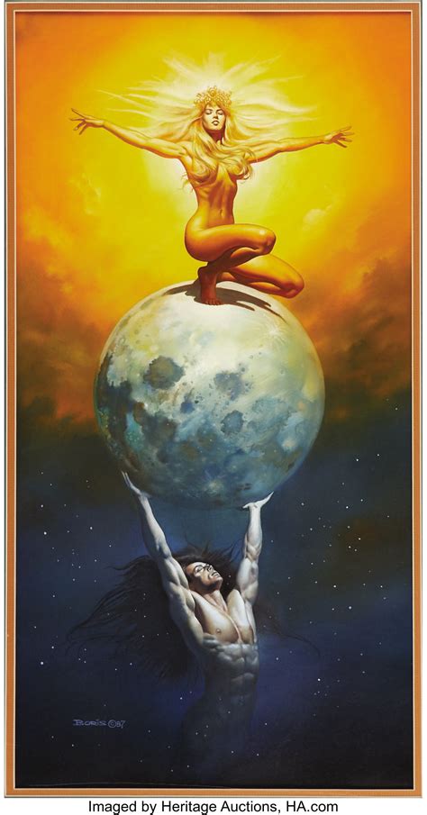 Boris Vallejo The Sun And The Moon Painting Original Art Lot