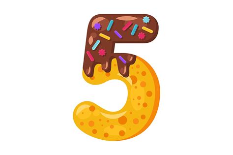 Donut Cartoon Five Number Photoshop Graphics ~ Creative Market