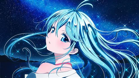 Blue Hair Anime Girl Starry Shine 3840x2160 U Hd Wallpaper Pxfuel