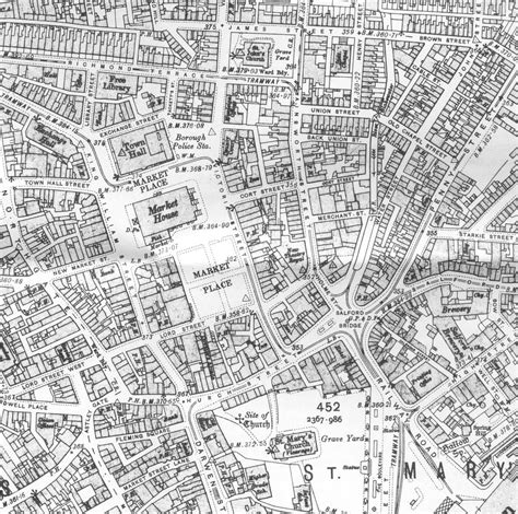 Blackburn 1910 Map Town Hall Market Salford Robert Wade Wadey