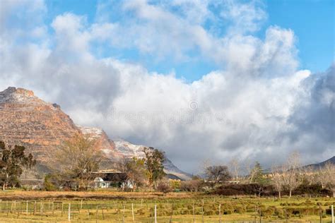 Snow Is Visible On The Mountains At Kromrivier Cederberg Park Editorial
