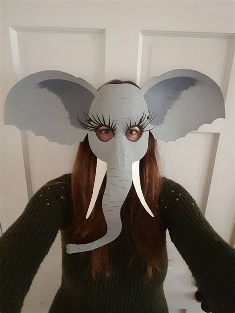 Elephant Mask Elephant Costume Etsy Tiermasken Elefanten Kost Me