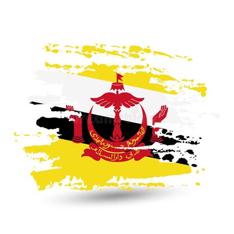Movimiento Del Cepillo Del Grunge Con La Bandera Nacional De Brunei Ilustración del Vector