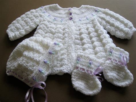Handmade Crochet Baby Girls Sweater Set With By Canamcreations