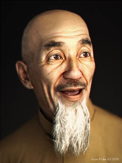 Chinese Old Man Head With Long Beard Game Character In 3d Older Mens