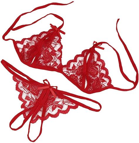 Women Sexy Lingerie Set Lace See Through Lingerie Thong Set
