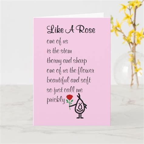 Like A Rose, funny Happy Wedding Anniversary poem Card | Zazzle.com